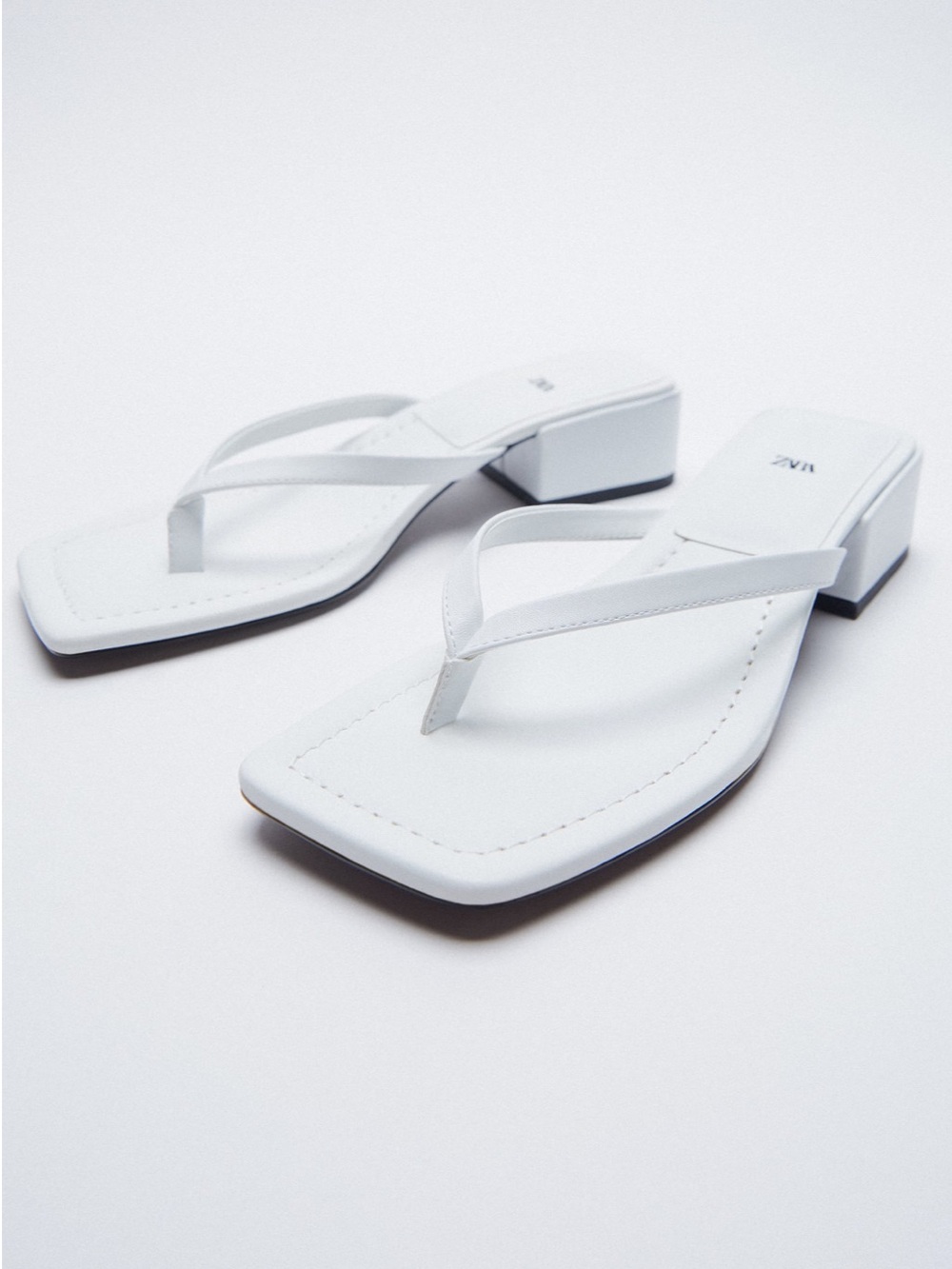 NWT Zara White Square Toe Heeled Sandals